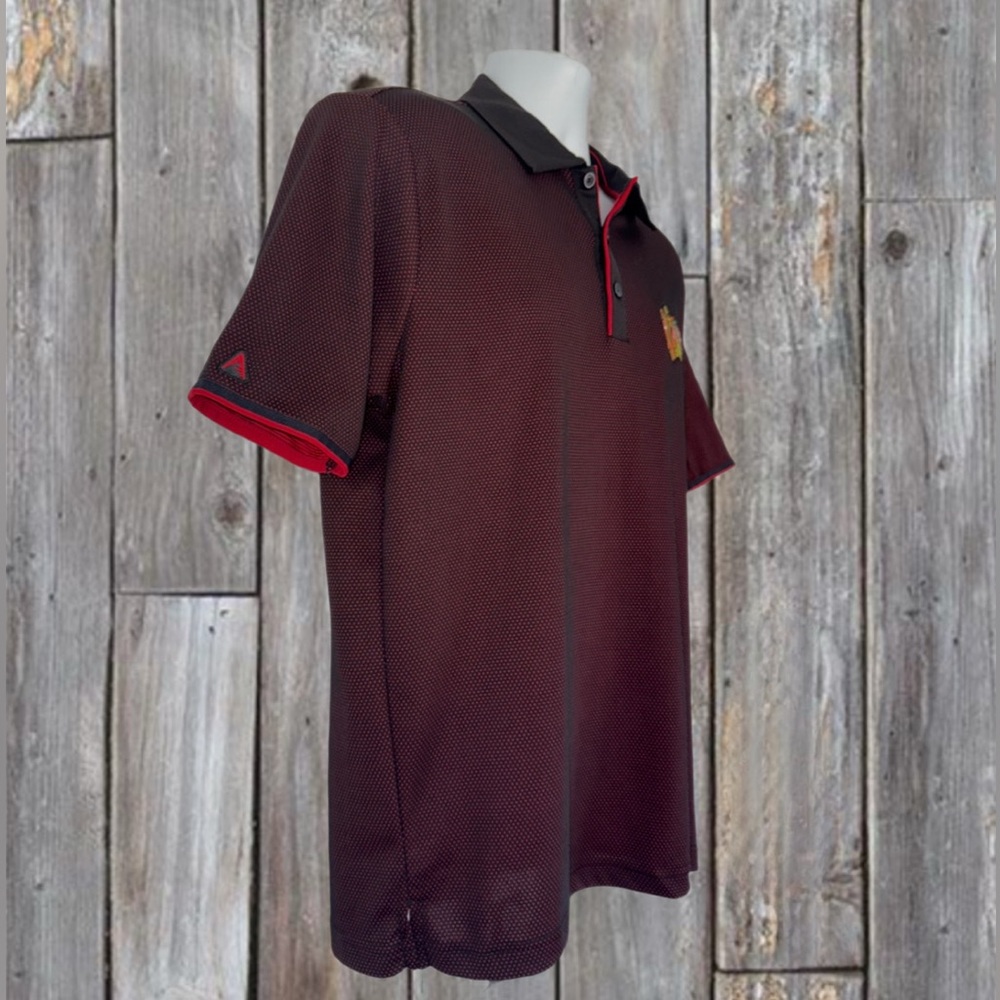 Antigua Chicago Blackhawks Polo Shirt Men’s Size M | Red & Black Dotted Pattern - Picture 2 of 7